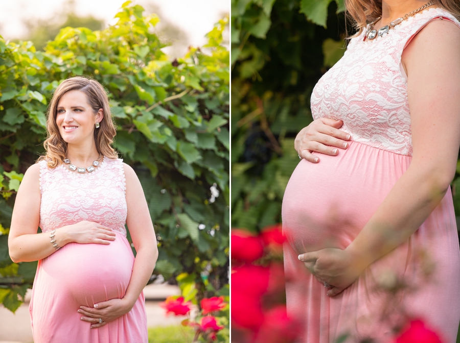 pink dress maternity photos