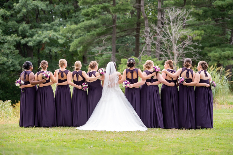Purple bridesmaid dresses at Acacia Reservation 