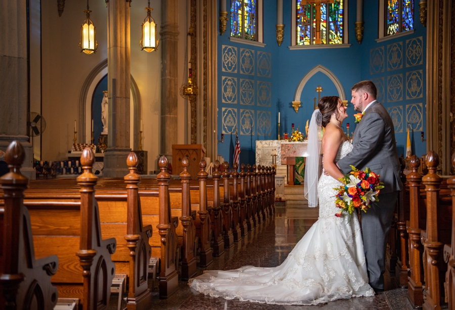 Bride and groom at Massillon St. Mary's 