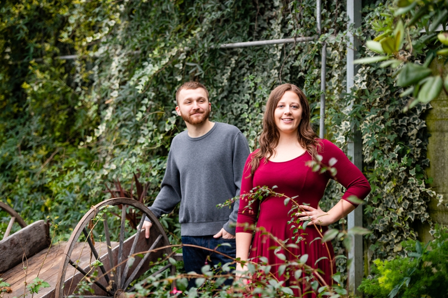 Kridler Gardens Engagement Session in greenhouse