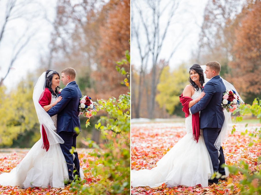 Fall wedding photos at wingfoot lake state park