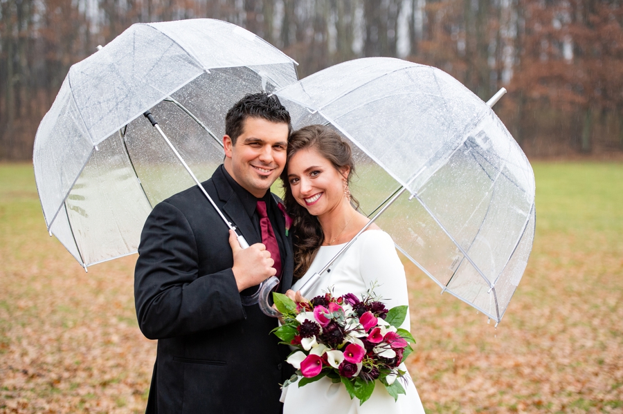 wedding day portraits in rain 