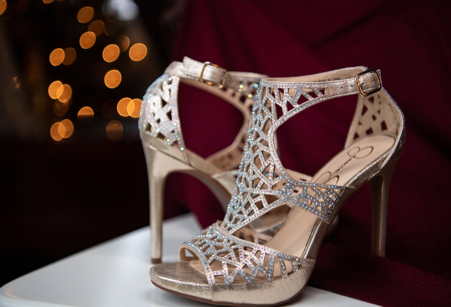 gold shimmer wedding shoes