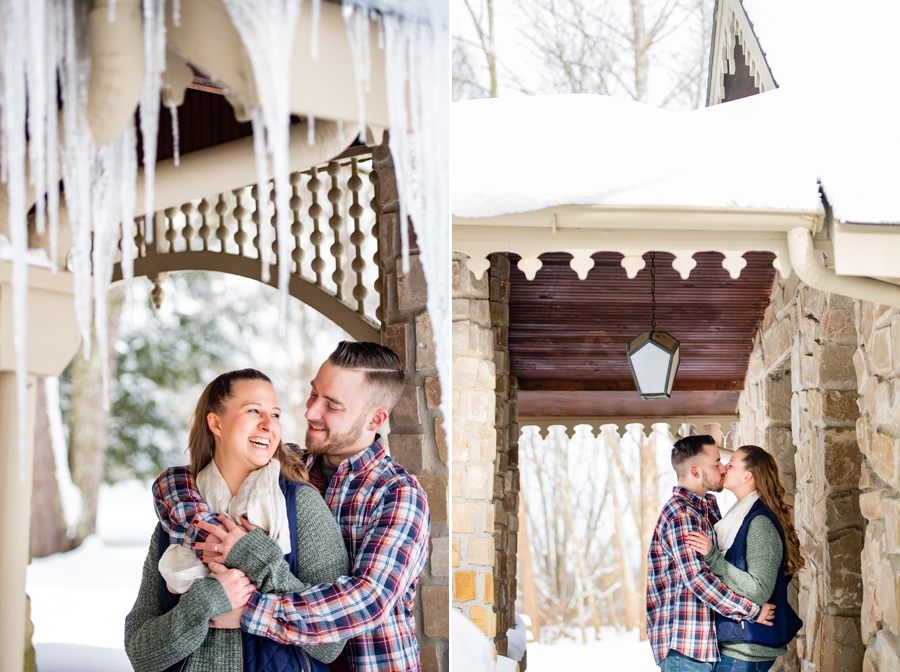 winter engagement session at Hines Hill campus