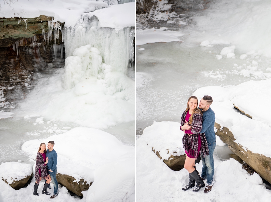 Blue Hen Falls engagement session in the snow
