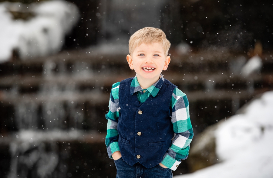 snowy canton ohio toddler boy portrait