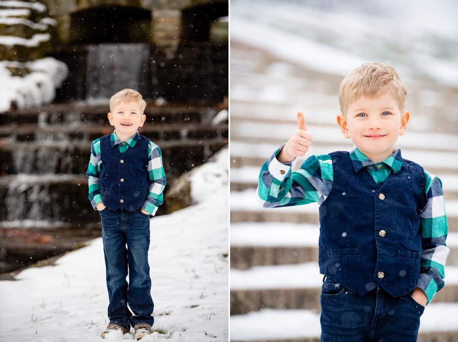 canton ohio toddler boy portrait in winter