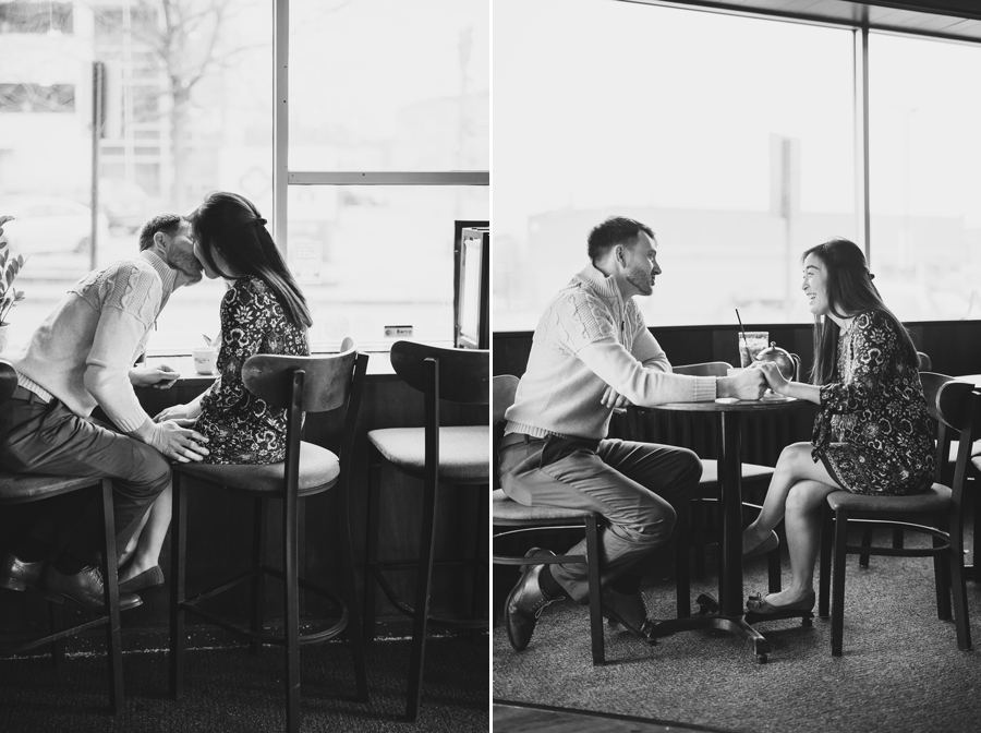 Canton, OH coffee house engagement session 