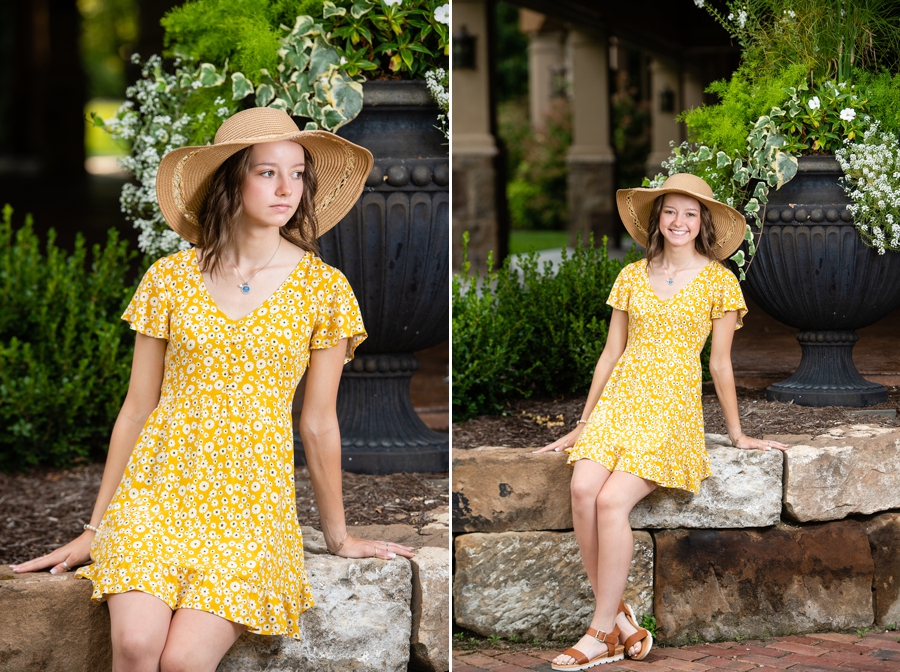 girl in yellow dress senior pictures 