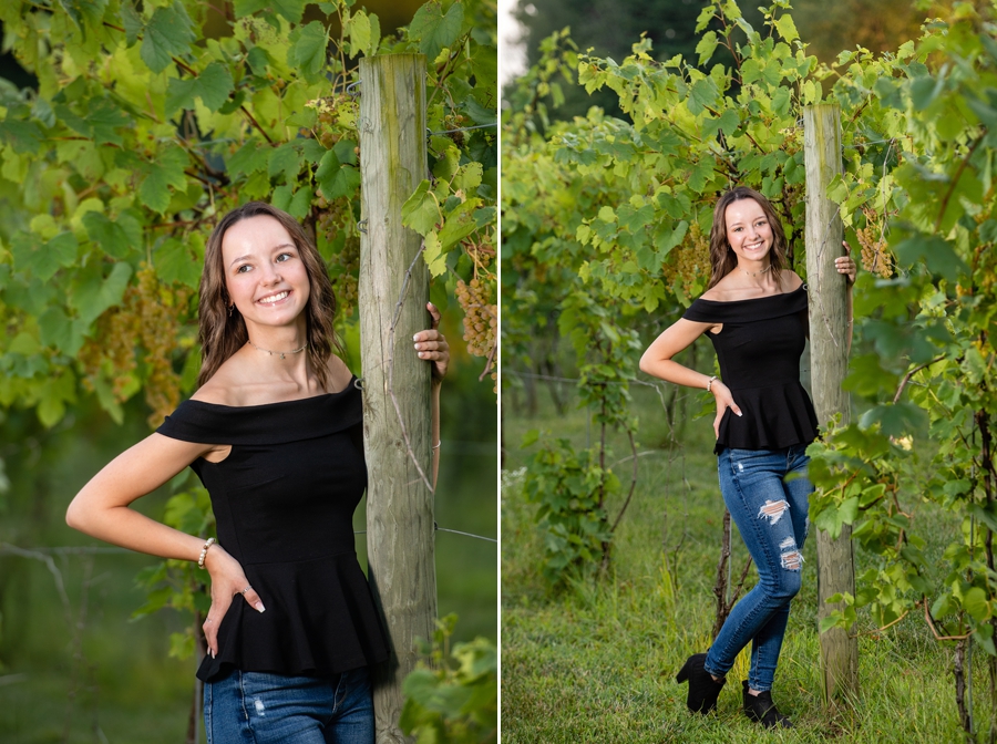 grape vines in senior pictures 