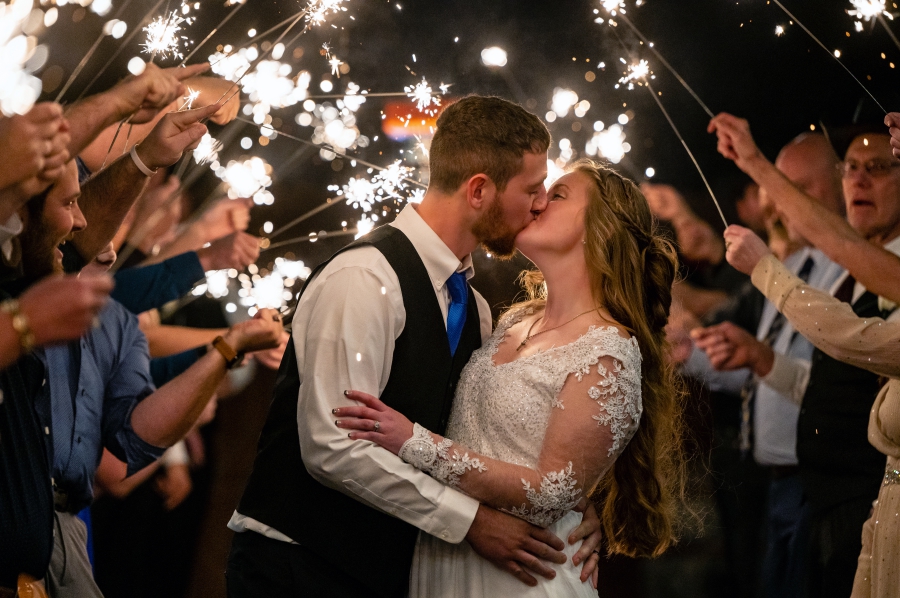 sparklers at The Barn at Walnut Drive Wedding