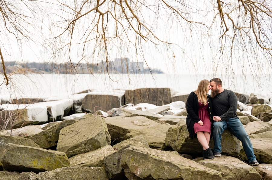 Edgewater Beach Engagement Session in winter 