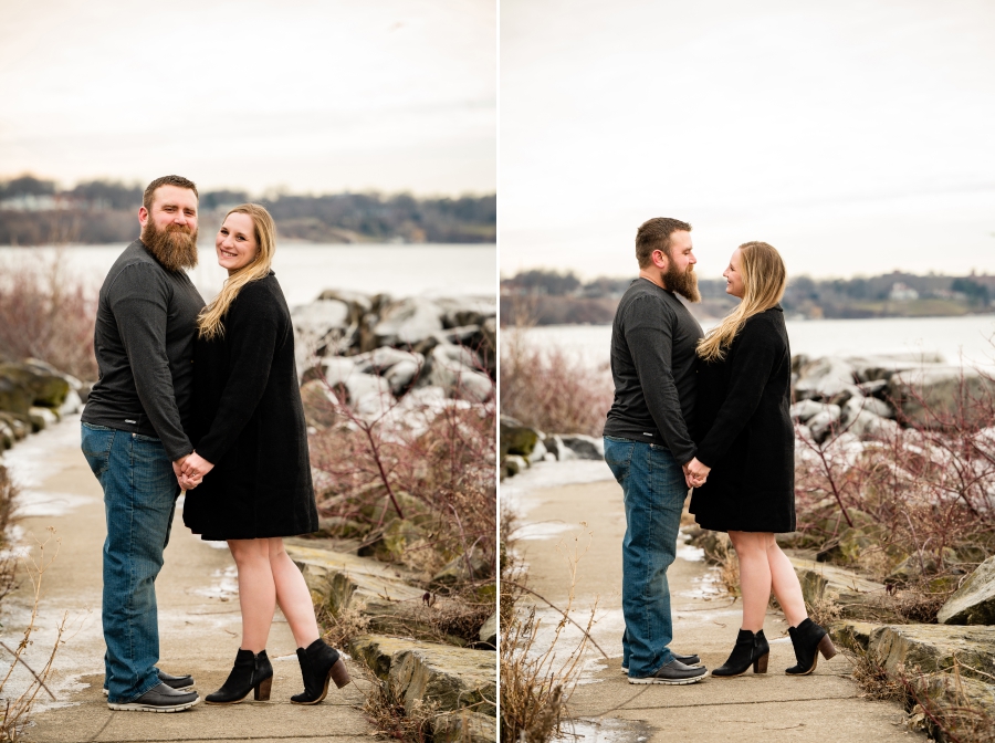 Edgewater Beach Engagement Session in winter 