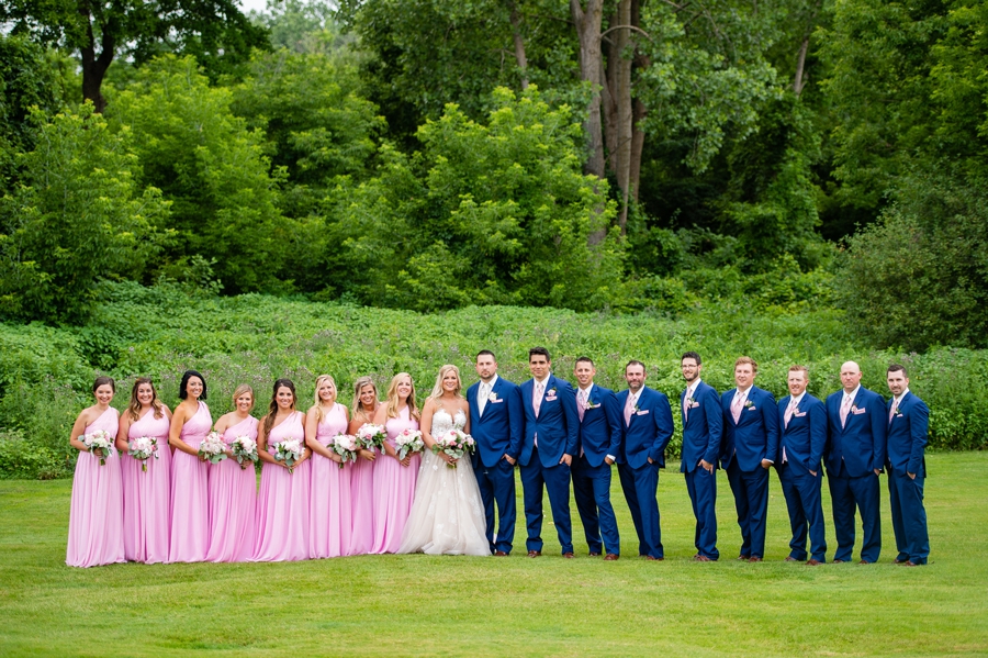 pink and blue bridal party 