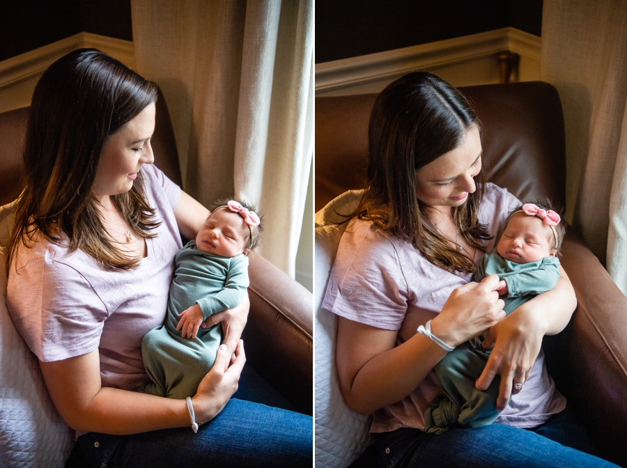 mom and newborn at home session 