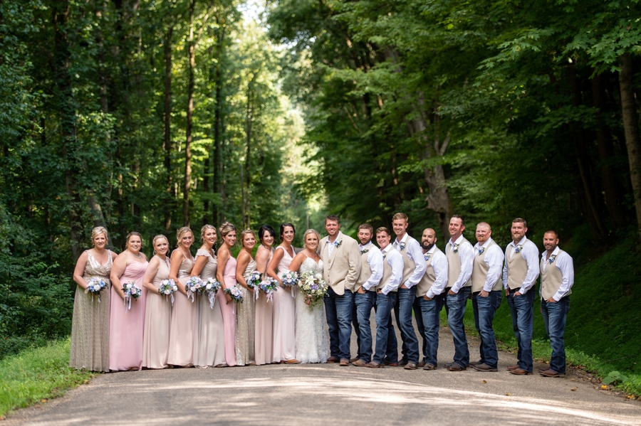 bridal party Z Barn in the Valley Wedding