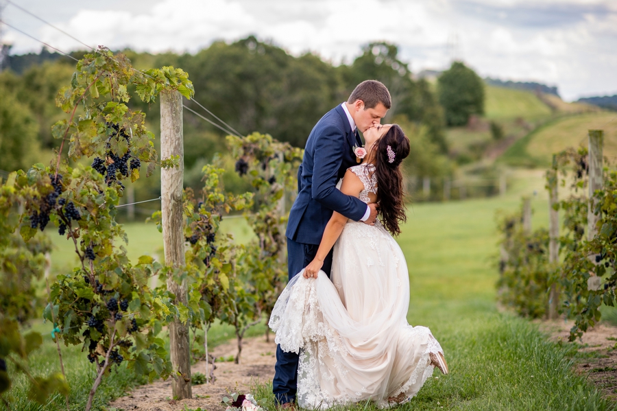 bride and groom at Breitenbach Winery Wedding