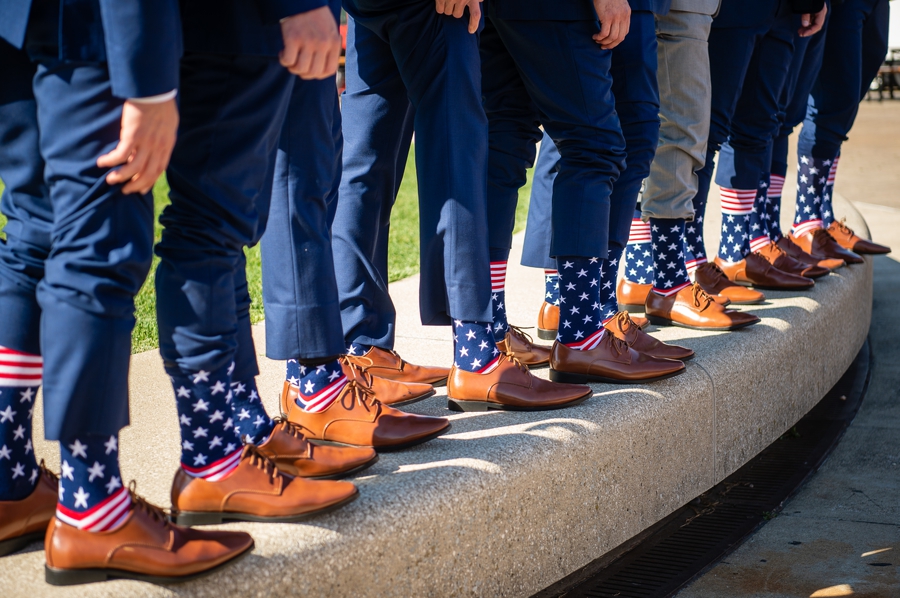 matching american flag socks wedding 