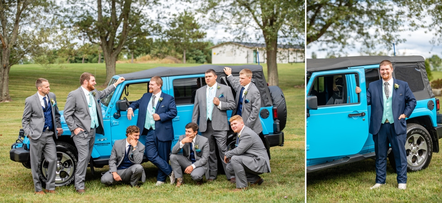 groomsmen with jeep 