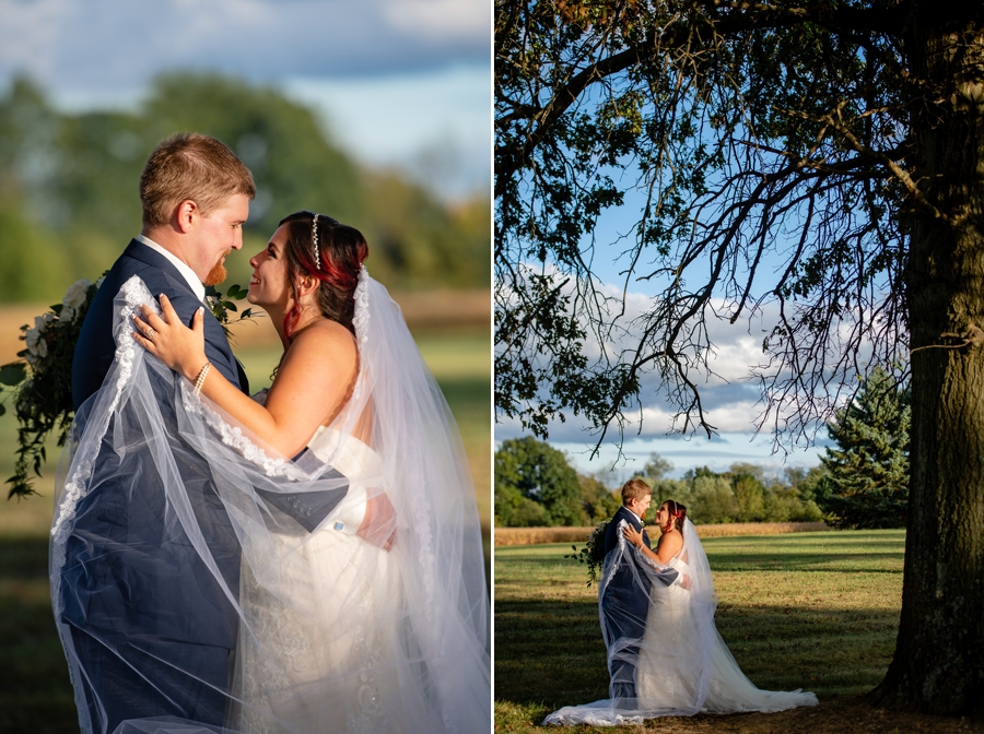 Fall Pine View Acres Wedding bride and groom 