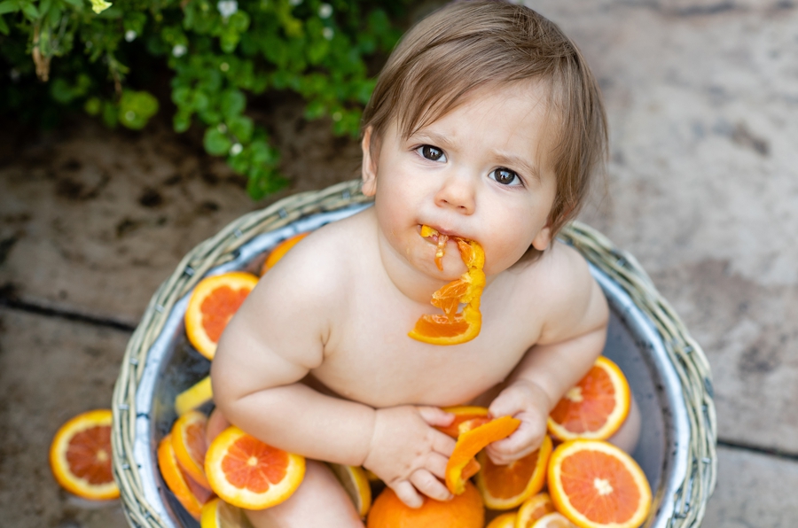 orange fruit bath baby boy 