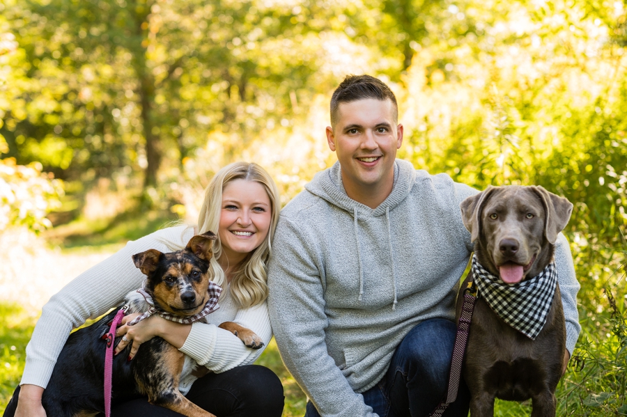 Tallmadge Meadows engagement session with dogs 