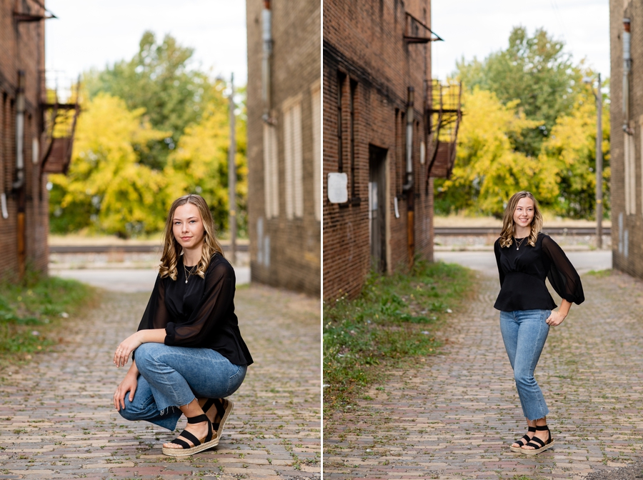 Fall Senior Session in allyway 