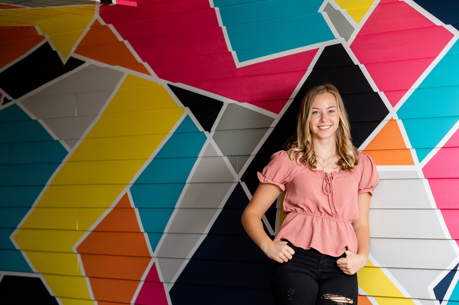 colored wall senior session 