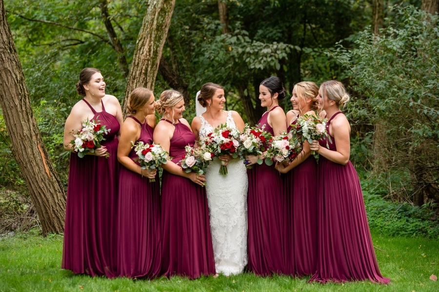 maroon bridesmaids dresses 