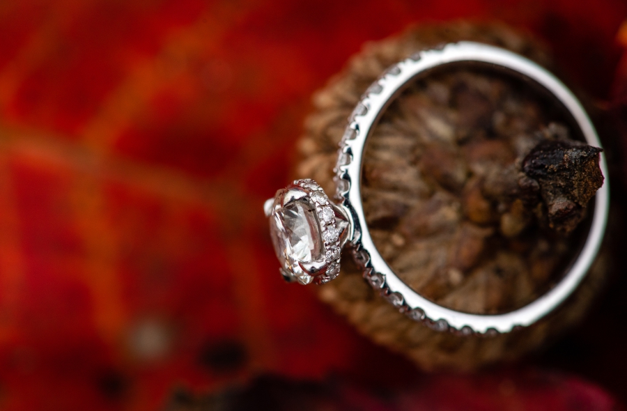 engagement ring on acorn 