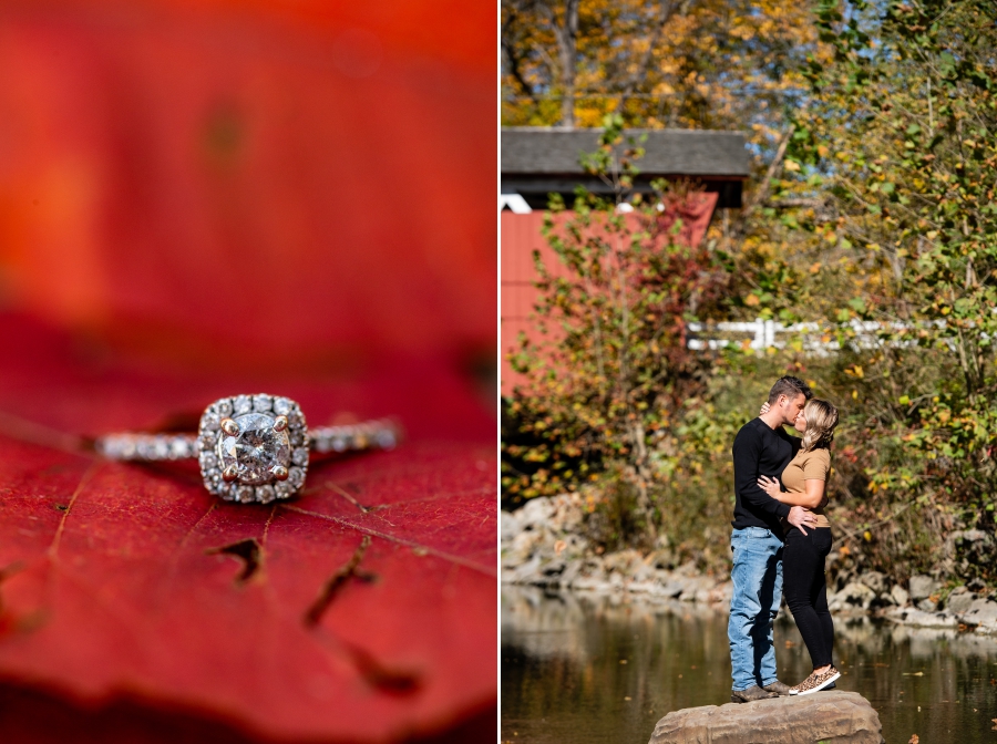 Fall engagement session at Everett Rd. Covered Bridge