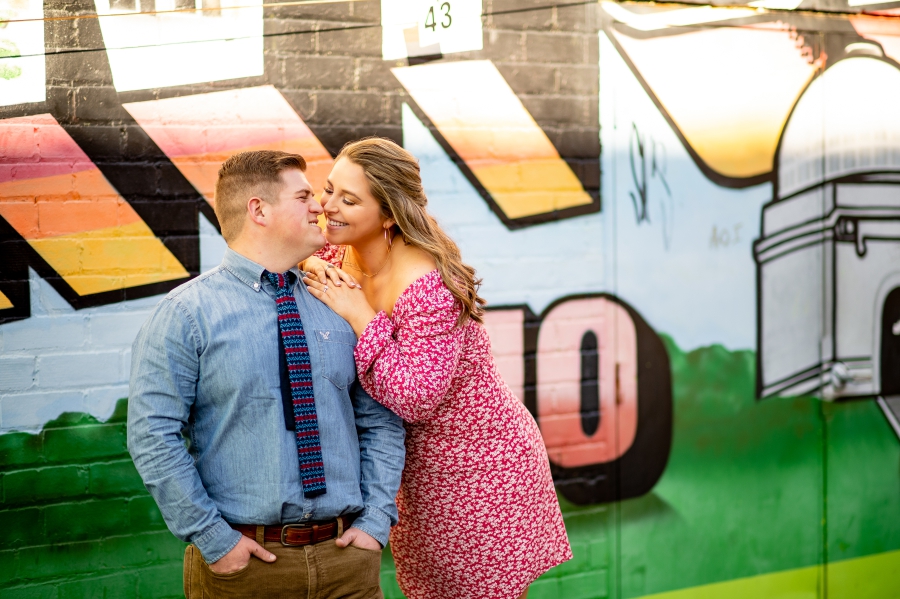 Canton Engagement Session by mural wall 
