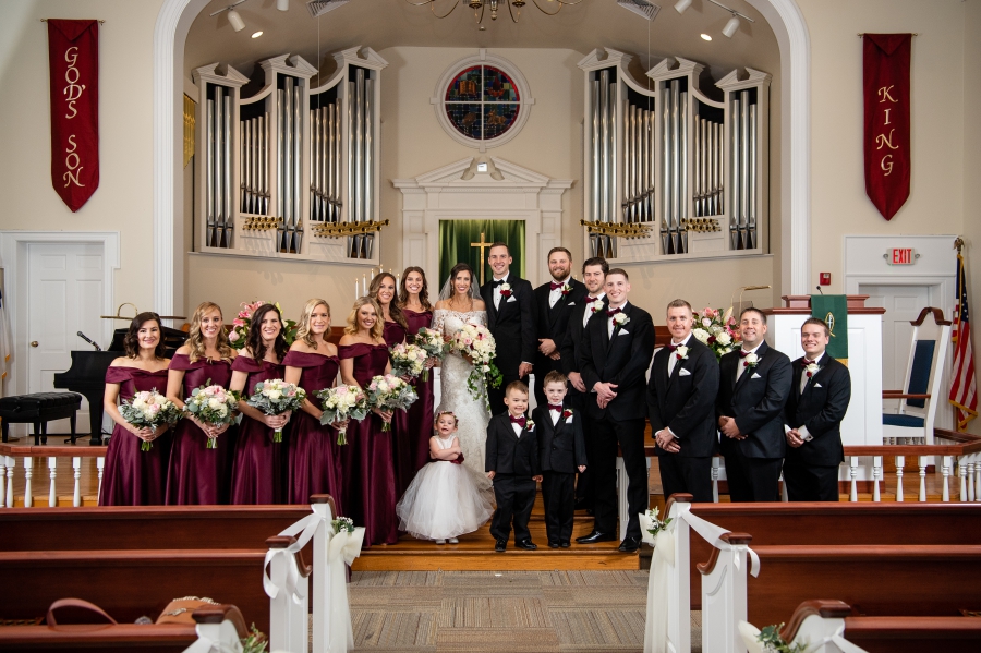 bridal party in church 