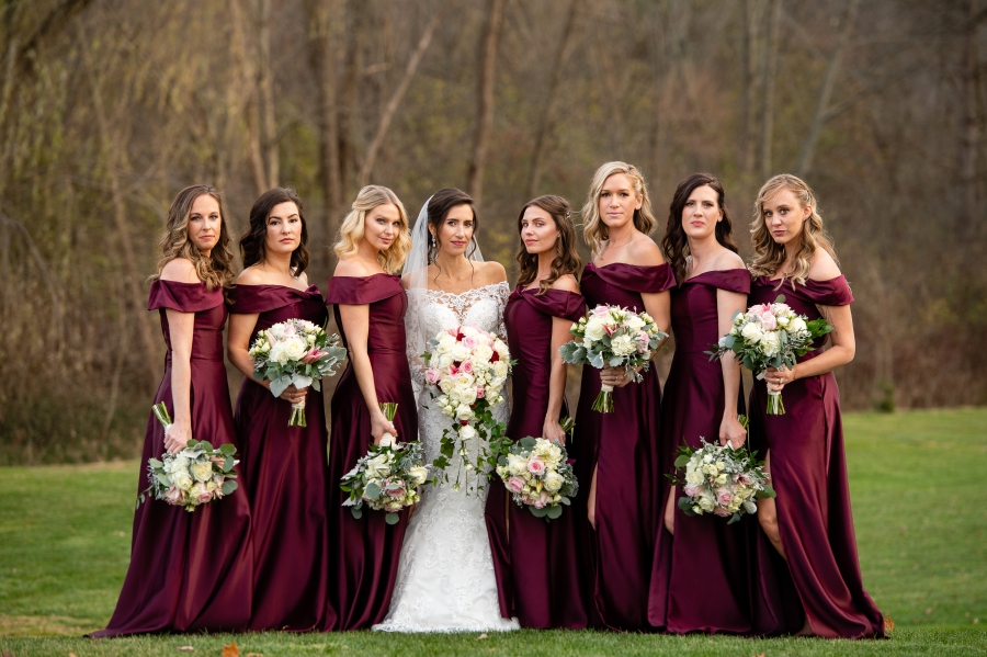 dark maroon bridesmaids dresses 