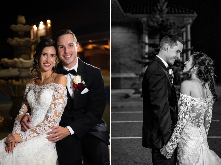 night photos of bride and groom 