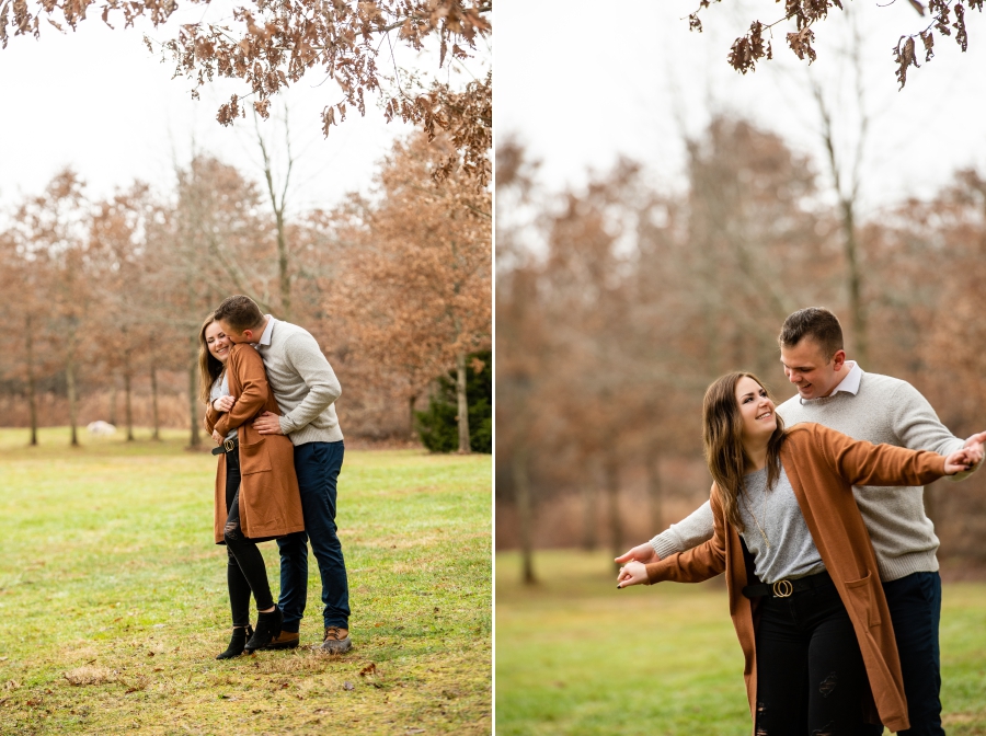 winter engagement session at southgate park green, OH 