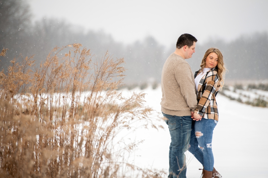 snowy engagement session 