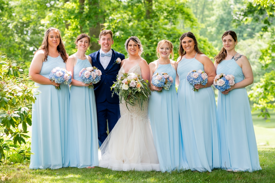 blue bridesmaids dresses 