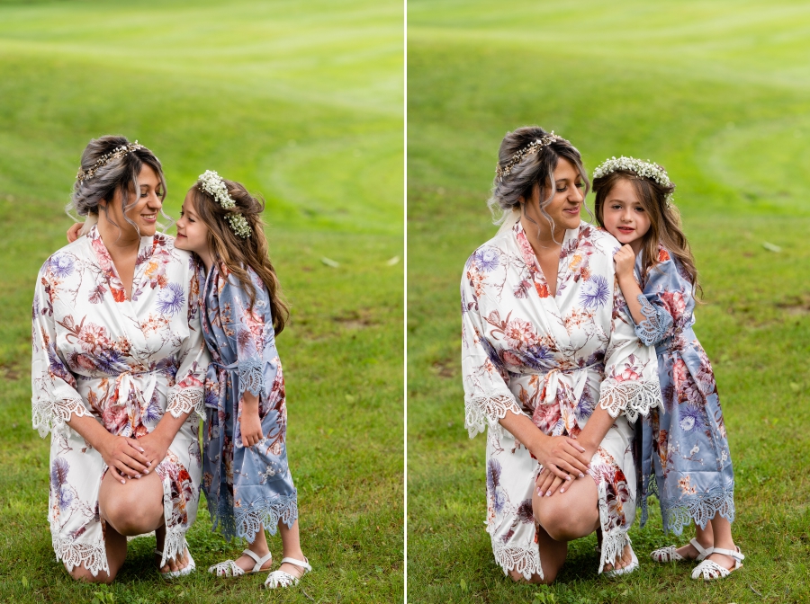 bride and flower girl robes 