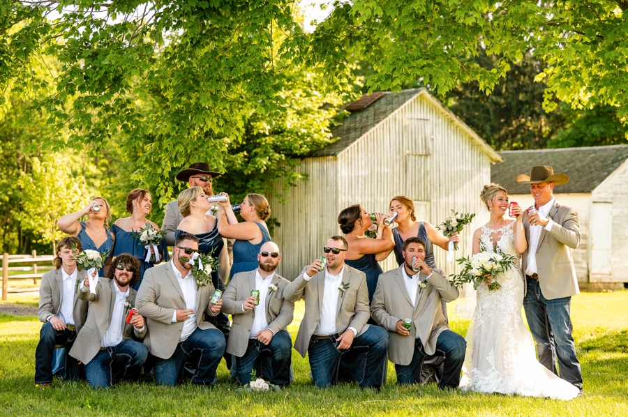 bridal party in jeans 