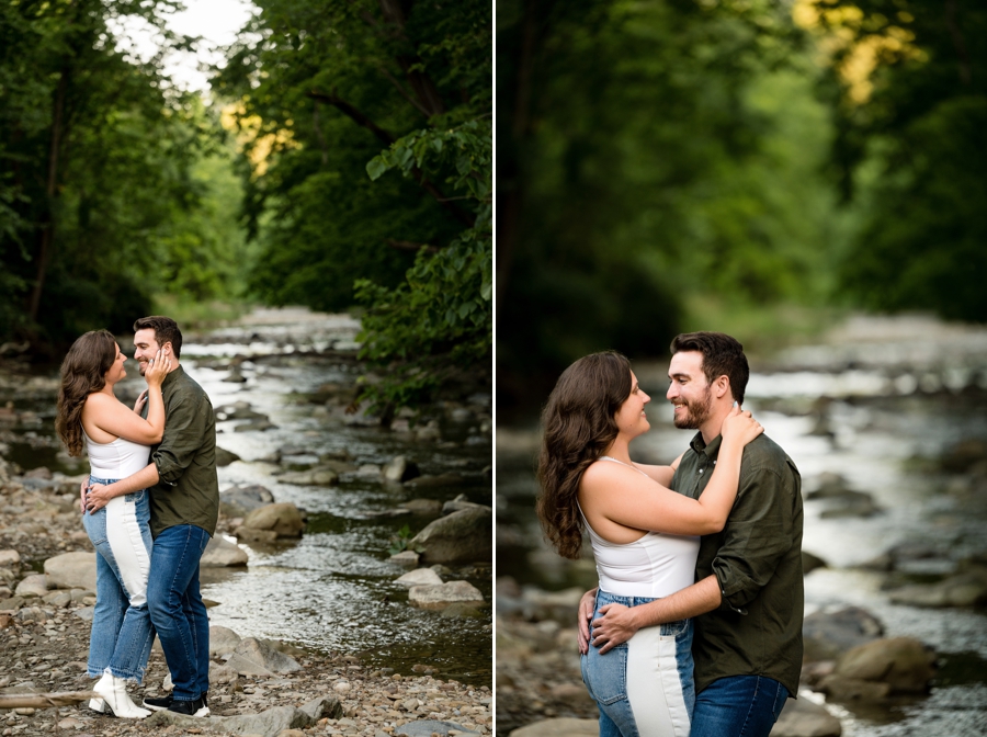 engagement photos at a creek 