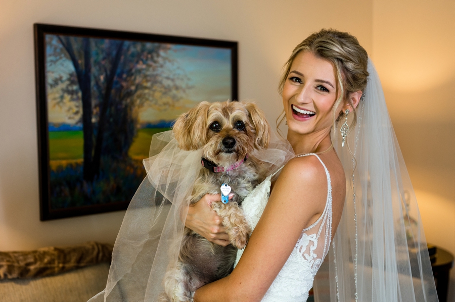 bride with dog 