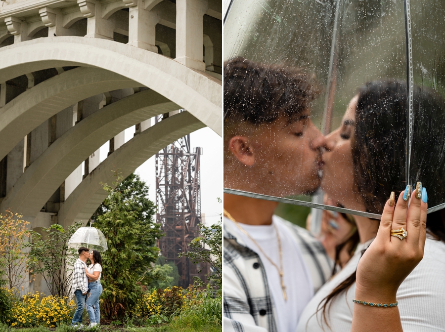 Cleveland Engagement Session in the rain 
