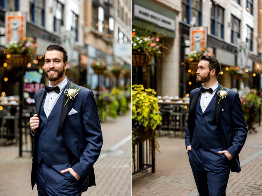 Navy and black groom's tux