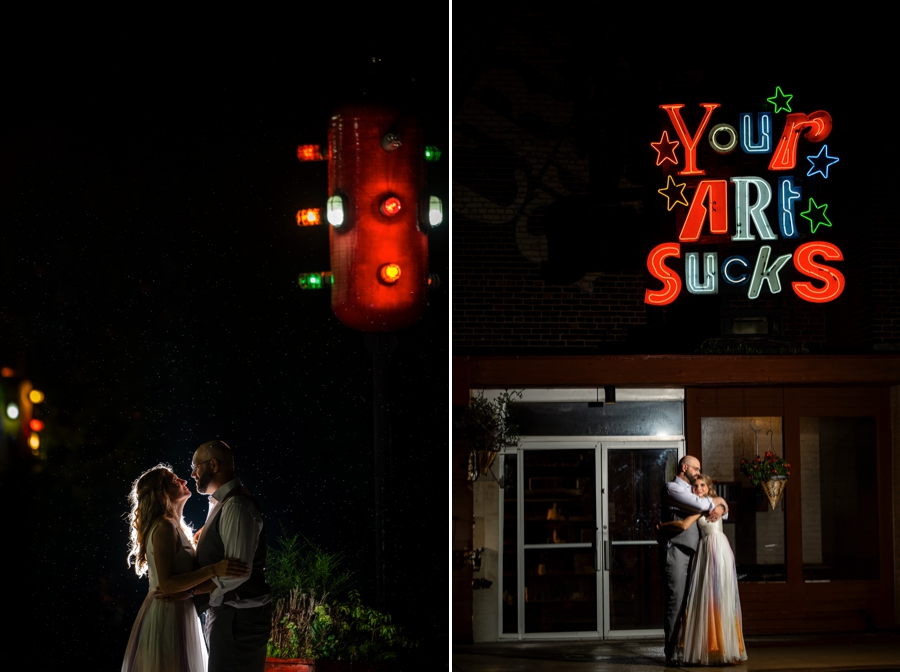night time photos at 78th Street Studios Wedding