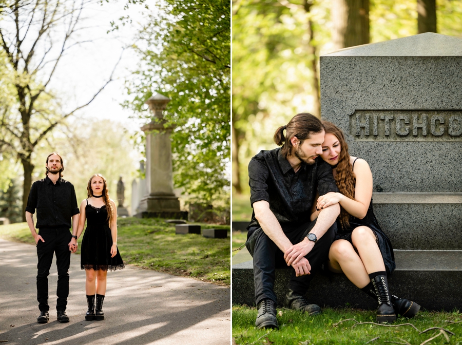Akron Engagement Session at Glendale Cemetery