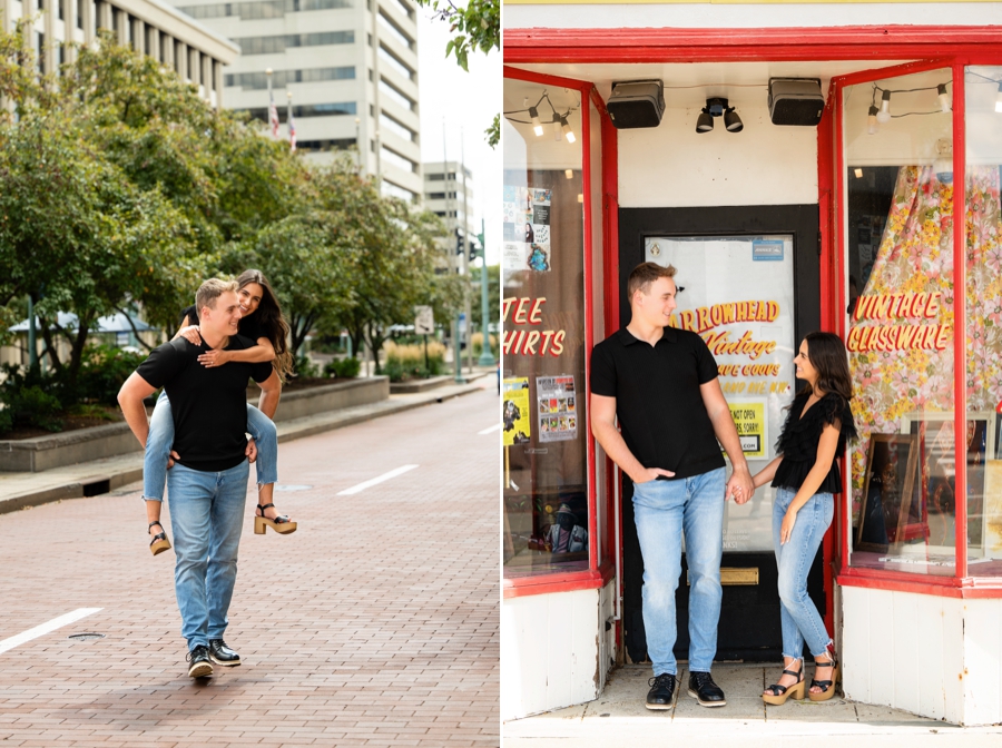downtown engagement session in Canton OH