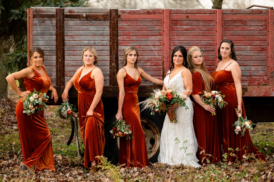 velvet orange bridesmaids dresses 