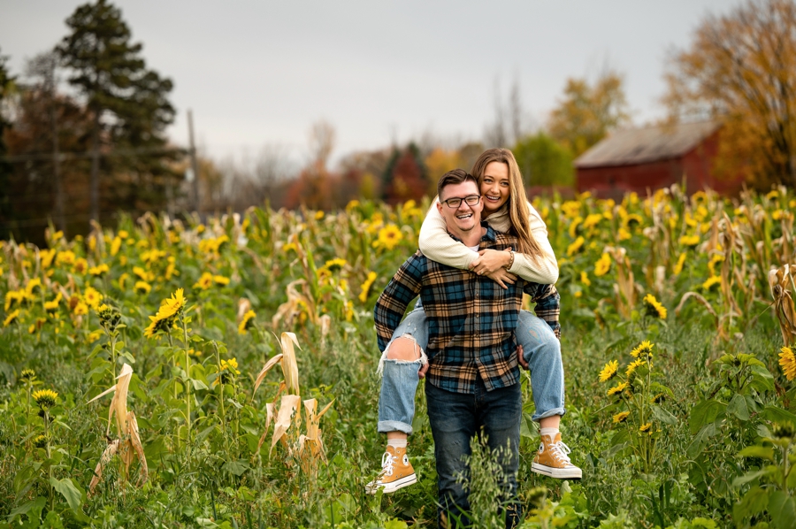 sunflower field At home engagement session
