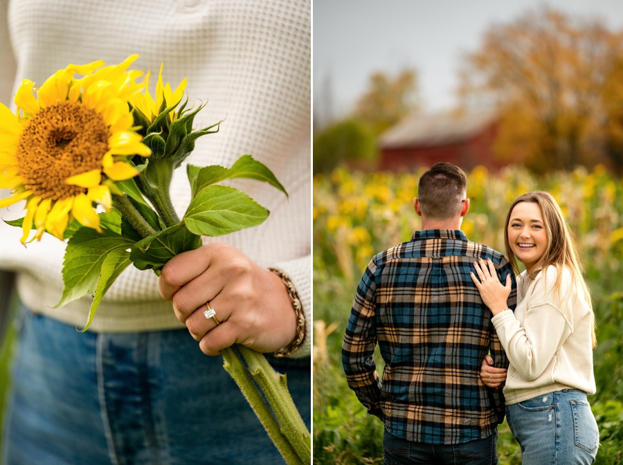 At home engagement session in sunflowers 